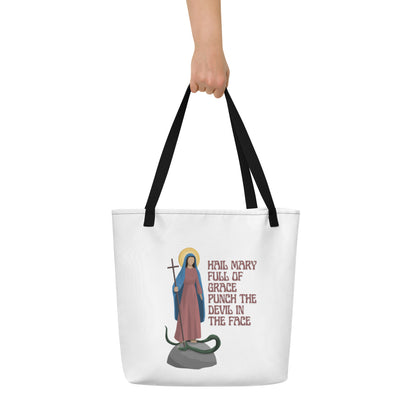 Hail Mary full of grace Large Tote Bag