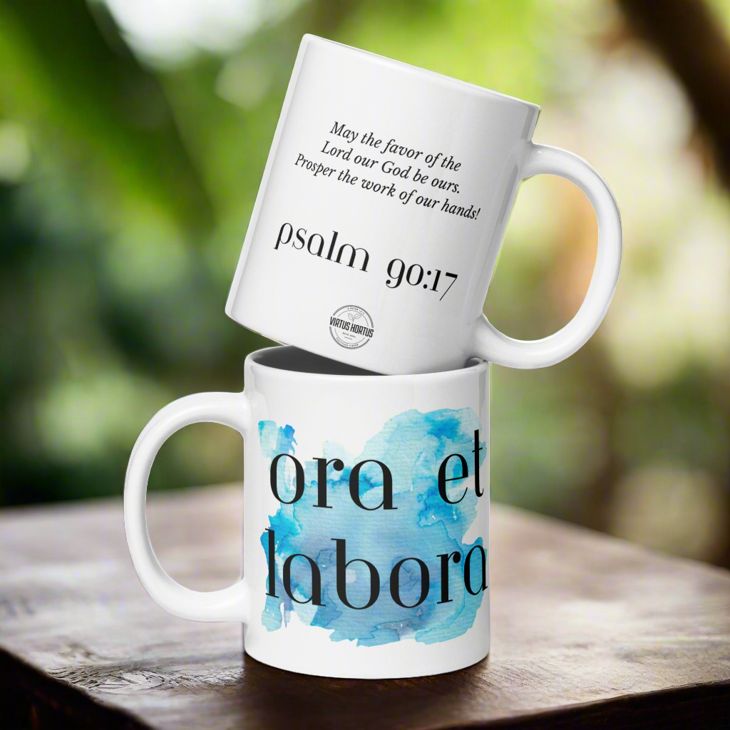 Ora et Labora White glossy mug