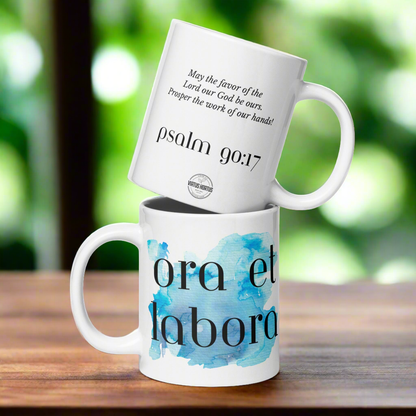 Ora et Labora White glossy mug