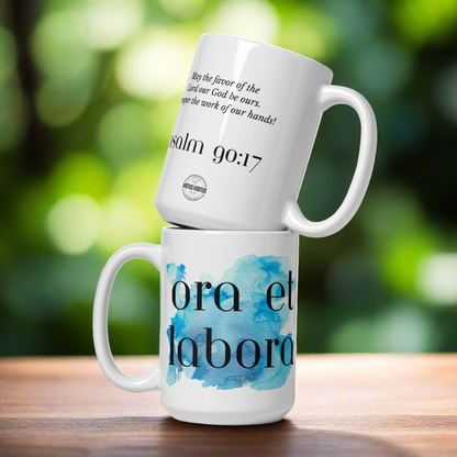 Ora et Labora White glossy mug