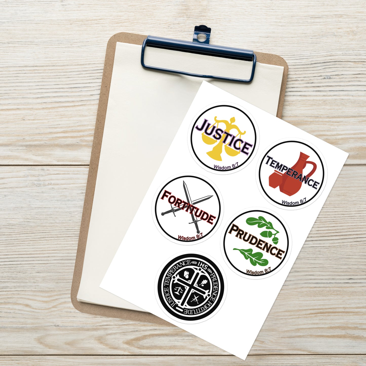 Cardinal Virtues Sticker sheet